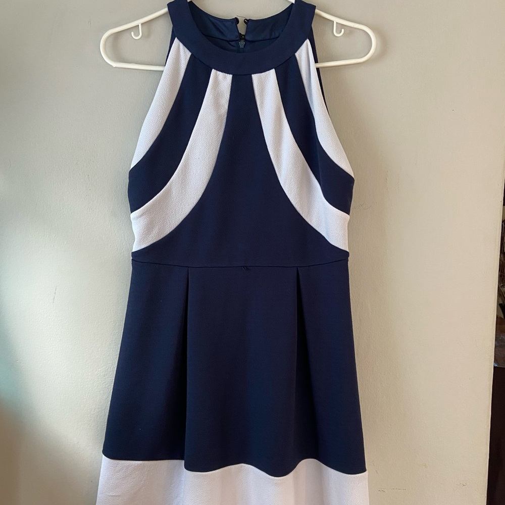 Navy and White Halter Neck Dress!!